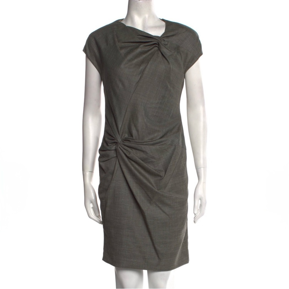 Escada Virgin Wool Shift Dress Cinched Short Sleeves Cocktail